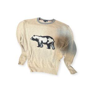Club Room Bear Graphic Crewneck Sweater – Tan/Cream – Size M